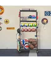 Mythinglogic Weight Capacity Sports Storage Garage Organizer for Balls Yoga Mats Multifunction Equipment Rack
