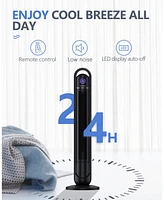 Ltmate Global Inc. Tower Fan with Remote, G-Ocean 45 Inch Oscillating Fan, Bladeless Fans with 24H Timer, Black Fan with 3 Speeds & 3 Modes, Led Displ