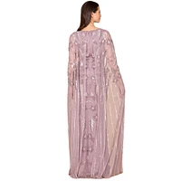 Lara Women's Beaded Sheath Dress with Long Cape