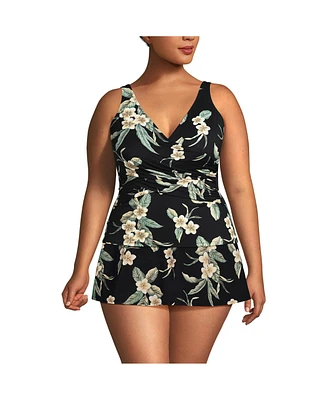 Lands' End Plus Slender Suit Wrap Tankini Top