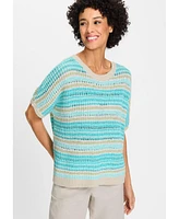 Olsen Women's Striped Dolman Tape Yarn Sweater