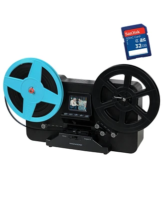 Magnasonic All-in-One Super 8/8mm Film Scanner, Converts Film into Digital Video, Scans 3", 5" and 7" Super 8/8mm Film Reels with Bonus 32GB Sd Card (