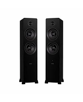 Fluance RT81 Elite High Fidelity Vinyl Turntable (White) with Ai81 Powered 2-Way Floorstanding Speakers (Bamboo), Diamond Stylus, Belt Drive, Built-in
