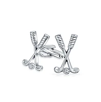 Bling Jewelry Golf Clubs Ball Caddy Golfer Sports Coach Cufflinks Executive Shirt Cuff Links Bullet Hinge Back Silver Tone Brass