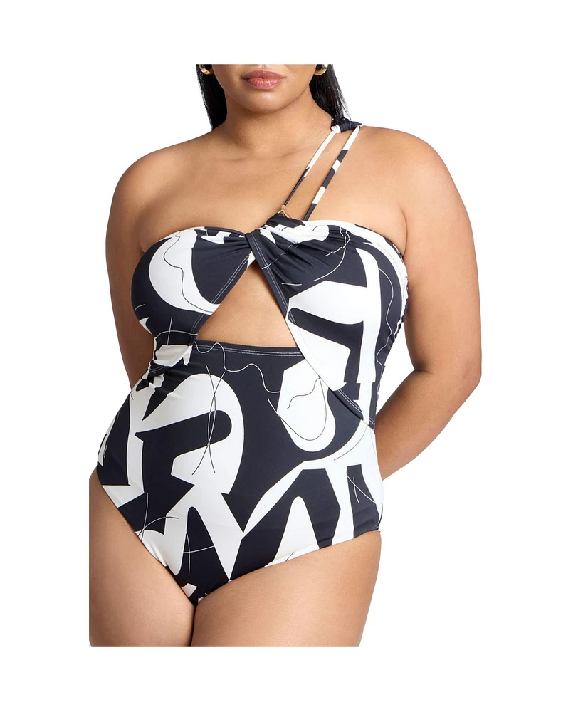 Eloquii Plus String One Shoulder With Front Cut-Out