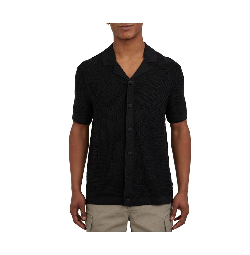 Dkny Men's Grid Sweater Camp Shirt