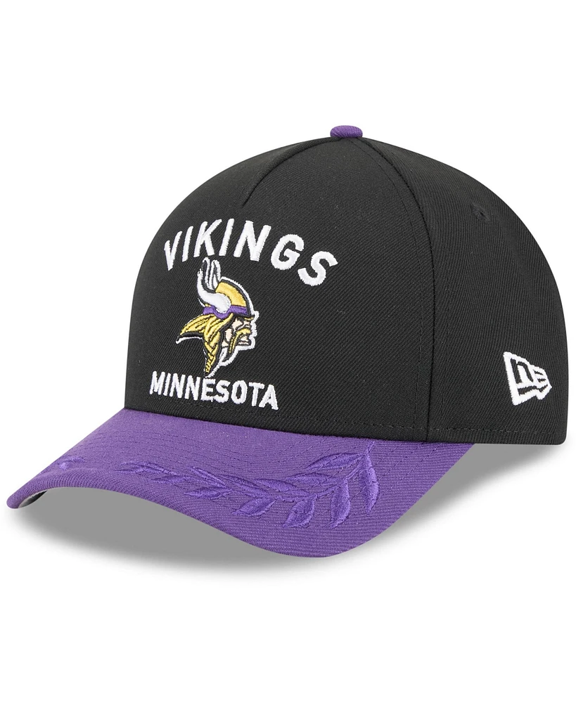 New Era Men's Black/Purple Minnesota Vikings 2025 Nfl Draft 9FORTY A-Frame M-Crown Adjustable Hat