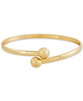 Textured Bead Polished Bypass Bangle Bracelet in 10k Gold