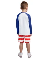 Hurley Little Boys Americana Long-Sleeve Swim Top & Shorts, 2 Piece Set