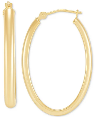 Polished Tube Classic Medium Hoop Earrings in 10k Gold, 1.2"