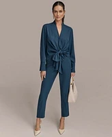 Donna Karan New York Womens Tie Front Pinstripe Blouse Pants