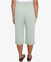 Alfred Dunner Women's Santa Fe Relaxed Crochet Hem Capri Pants