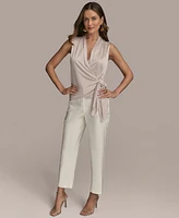 Donna Karan New York Women's Sleeveless Faux-Wrap Knit Top