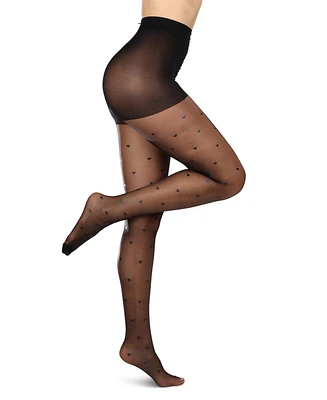 MeMoi Women's Mini Heart Sheer Nylon Tights MTS08502