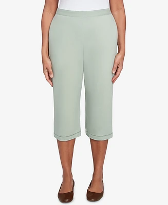 Alfred Dunner Women's Santa Fe Relaxed Crochet Hem Capri Pants