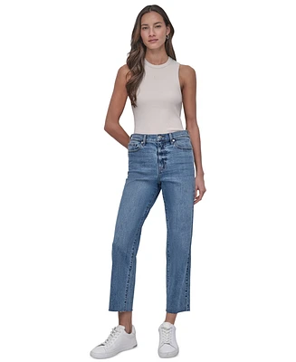Dkny Jeans Women's High-Rise Classic Straight-Leg Raw-Hem