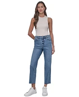 Dkny Jeans Women's High-Rise Classic Straight-Leg Raw-Hem