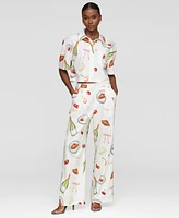Avec Les Filles Women's Printed Button-Front Camp Shirt