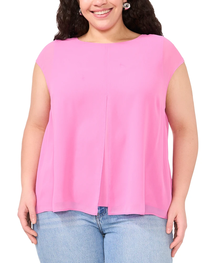 Vince Camuto Plus Cap-Sleeve Overlay Top