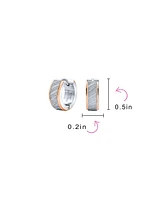 Bling Jewelry Earrings Carved Hoop Huggie Rose Gold & Silver Stainless Steel