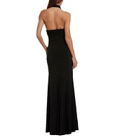 Mac Duggal Women's Jersey Crossover Halter Neck Gown With 3D Flower