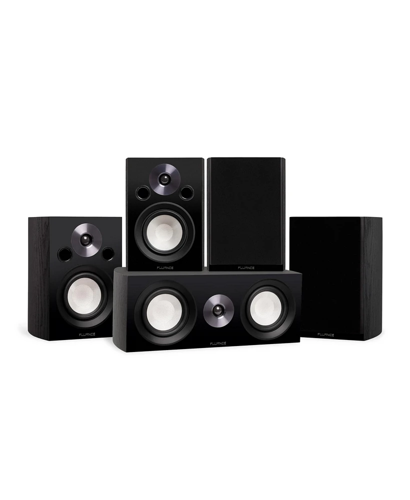 Fluance Reference Compact Surround Sound Home Theater 5.0 Channel Speaker System including 2-Way Bookshelf, Center Channel and Rear Surround Speakers
