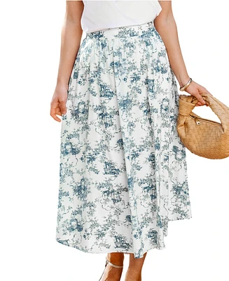 Cupshe Women's French Countryside Toile Maxi Skirt