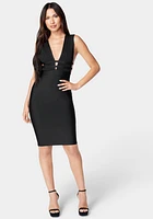 Bebe Women's Plunge Neck Bandage Dress