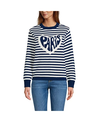 Lands' End Women's Drifter Jacquard Crew Neck Sweater