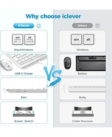 Wireless Keyboard and Mouse, GK08 White Keyboard Mouse Combo, Ergonomic, Quiet