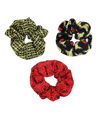 Pokemon Pikachu & Pokeballs Aop 3-Pack Scrunchies