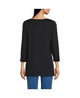 Lands' End Petite Supima Cotton Adjustable 3/4 Sleeve Boatneck Tunic