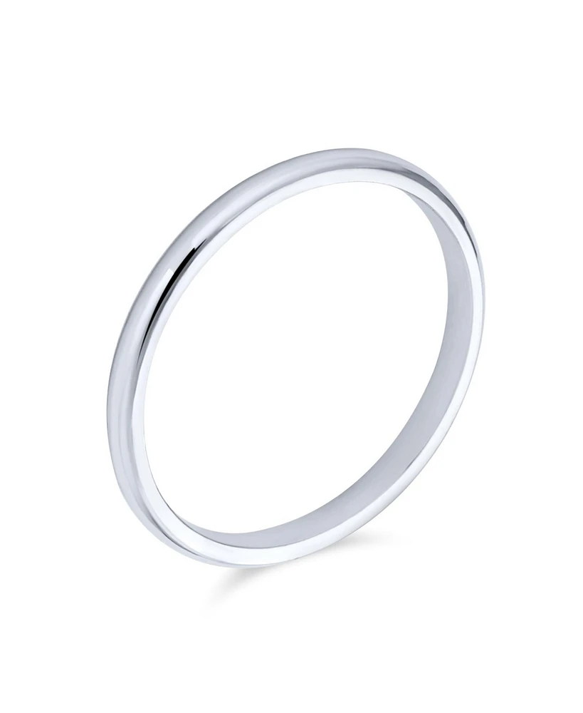 Bling Jewelry Plain Simple Dome Couples Sterling Silver Band Ring 2MM