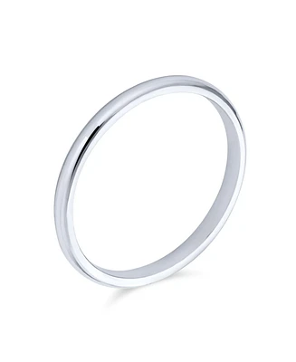 Bling Jewelry Plain Simple Dome Couples Sterling Silver Band Ring 2MM