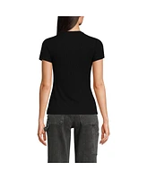 Lands' End Women's Drapey Rib Fitted Short Sleeve Mini T-Shirt