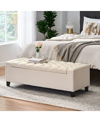Tufted Upholstered Storage Ottoman Bench with Lift-Top and Versatile Seating for Bedroom or Living Room-The Pop Home