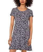 Msk Women's Vine-Print Short-Sleeve Shift Dress
