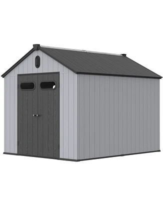 Mondawe 810Ft Resin Plastic Outdoor Storage Shed For Backyard Garden Big Spire Tool Storage