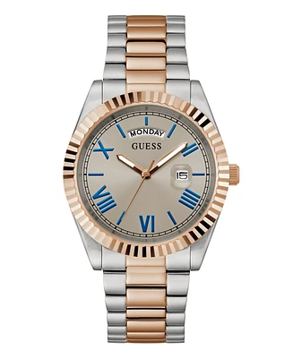 Guess Men's Day and Date Two-Tone Stainless-Steel Watch, 42mm