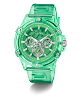Guess Men's Multi-Function Green Rubber Watch, 48mm