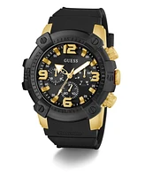 Guess Men's Multifunction Black Silicone Watch, 52mm