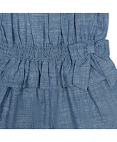 Hope & Henry Toddler Girls Sleeveless Smocked Waist Chambray Romper