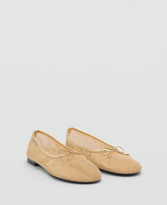Mango Women's Mesh Bow Ballerina Shoes