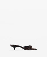 Mango Women's Leopard Print Kitten Heel Sandals