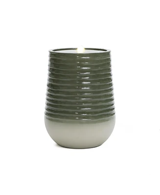 LuxenHome Emerald Ribbed Top with Ivory Bottom 27.56" Tall Resin Fountain with Lights