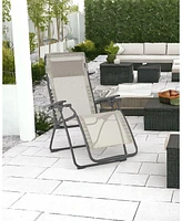 Reclining Steel Zero Gravity Chair with Cushion for Lawn Deck and Poolside