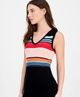 T Tahari Women's Ribbed Striped Bodycon Dress