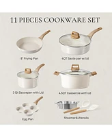 Carote 11 Pcs Pots and Pans Set, Nonstick Cookware Set, Kitchen Cooking Set with Lid and Utensil, Frying Pans & Saucepans