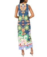 Msk Women's Mixed-Print Sleeveless Maxi Dress
