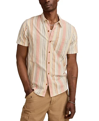 Luck Brand Men's Short Sleeve Striped Button-Front Shirt